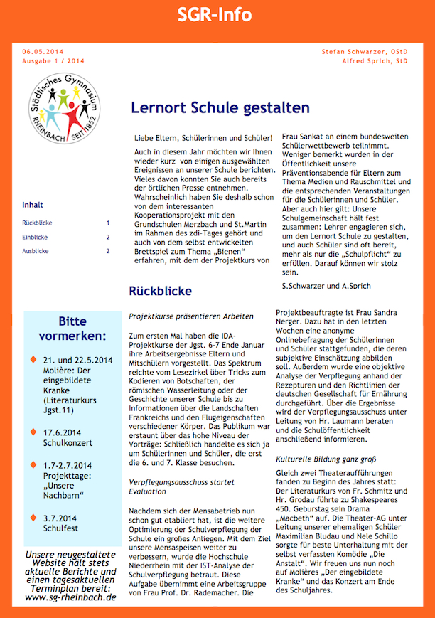 Vorschau: SGR-Info 1/2014